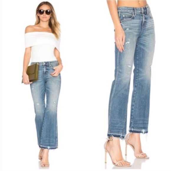 AMO Bex Jean Dreamer Destroy Distressed Boot Cut Revolve Raw Hem Sz 25 NEW - Picture 1 of 15